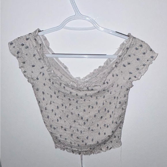 Blue and White Floral Crop Top - Picture 2 of 2